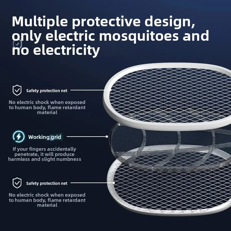 Intelligent 2-in-1 Electric Mosquito Swatter & UV Light Trap – USB Fast Charging, Handheld & Vertical Standing Modes with Triple-Layer Safety Grid