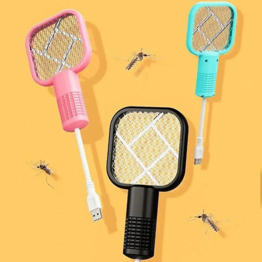 Portable Mini USB Electric Mosquito Swatter & Trap – 2-in-1 Handheld Bug Zapper with UV Light Attractant and Safety Mesh