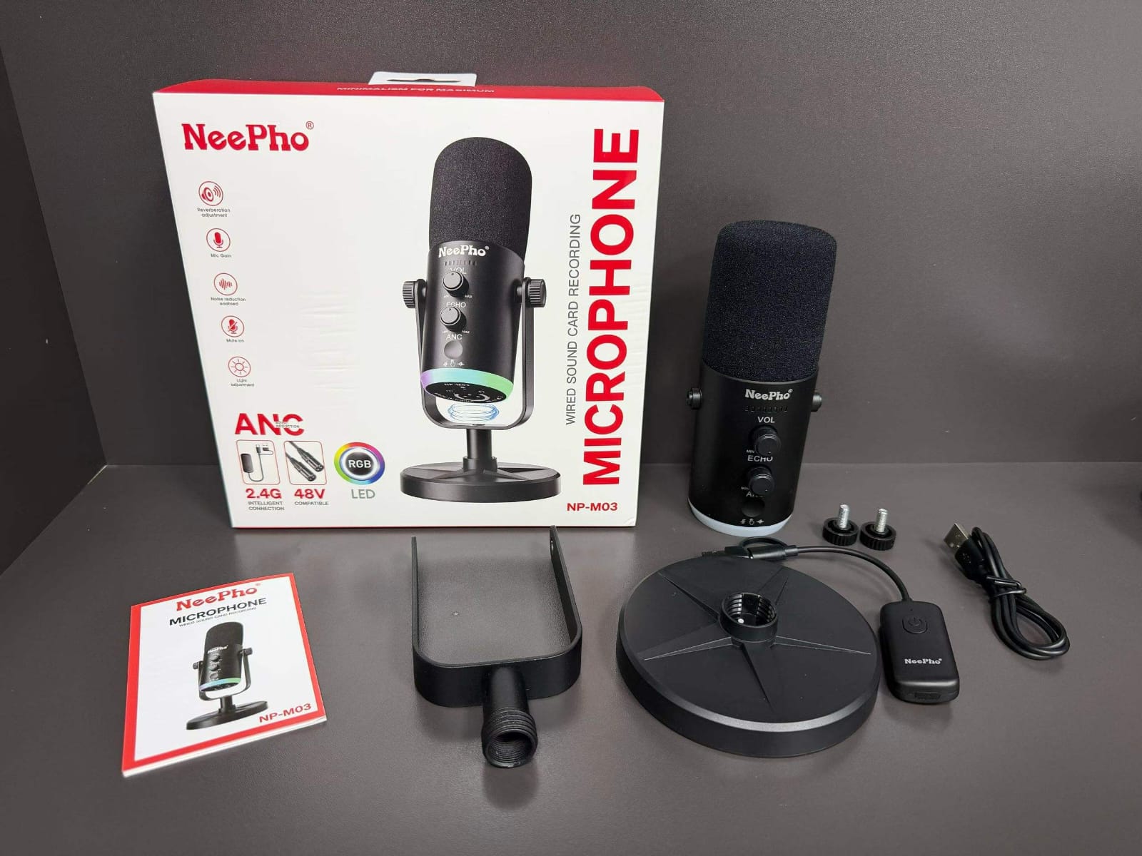 NeePho NP-M03 RGB Gaming Mic - High-Fidelity Audio for Streamers & Gamers