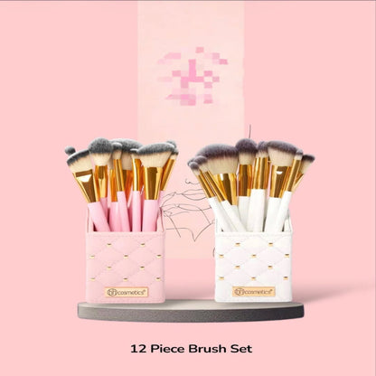 Elite Pink Diamond 12-Piece Professional Makeup Brush Set