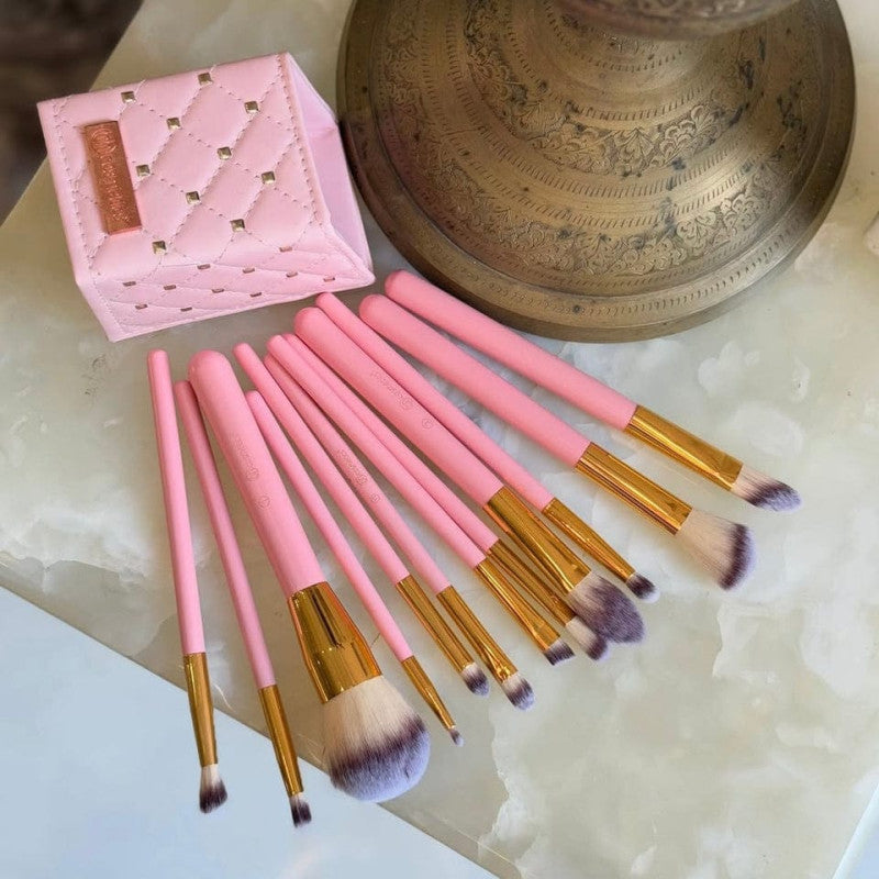 Elite Pink Diamond 12-Piece Professional Makeup Brush Set
