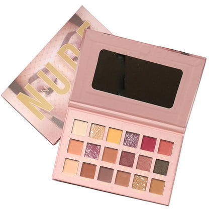 New Nude 18-Color Highly Pigmented Eyeshadow Palette – Professional Matte, Shimmer & Pearlescent Textures with Built-in Mirror