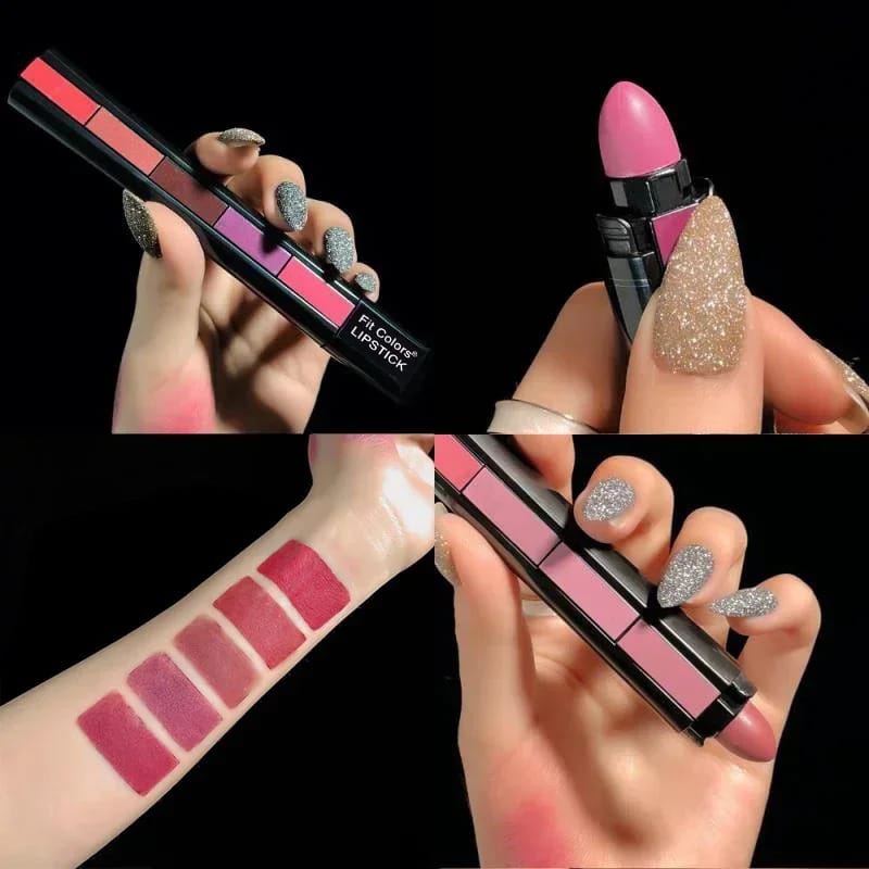 Fit Colors 5-in-1 Multi-Shade Velvet Matte Lipstick Pen – Ultra-Portable Stackable Lip Kit
