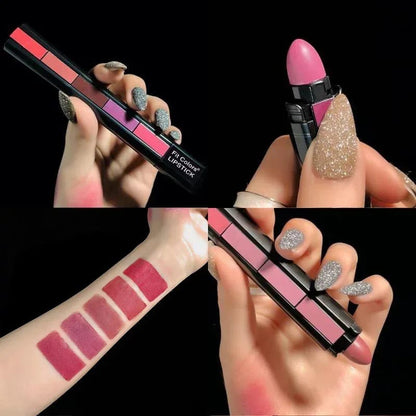 Fit Colors 5-in-1 Multi-Shade Velvet Matte Lipstick Pen – Ultra-Portable Stackable Lip Kit