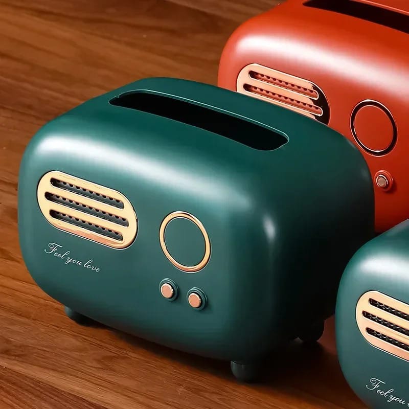 Retro Radio Style Tissue Box Holder – Creative Decorative Napkin Dispenser for Home & Office