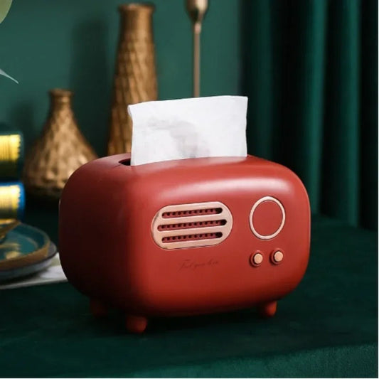 Retro Radio Style Tissue Box Holder – Creative Decorative Napkin Dispenser for Home & Office