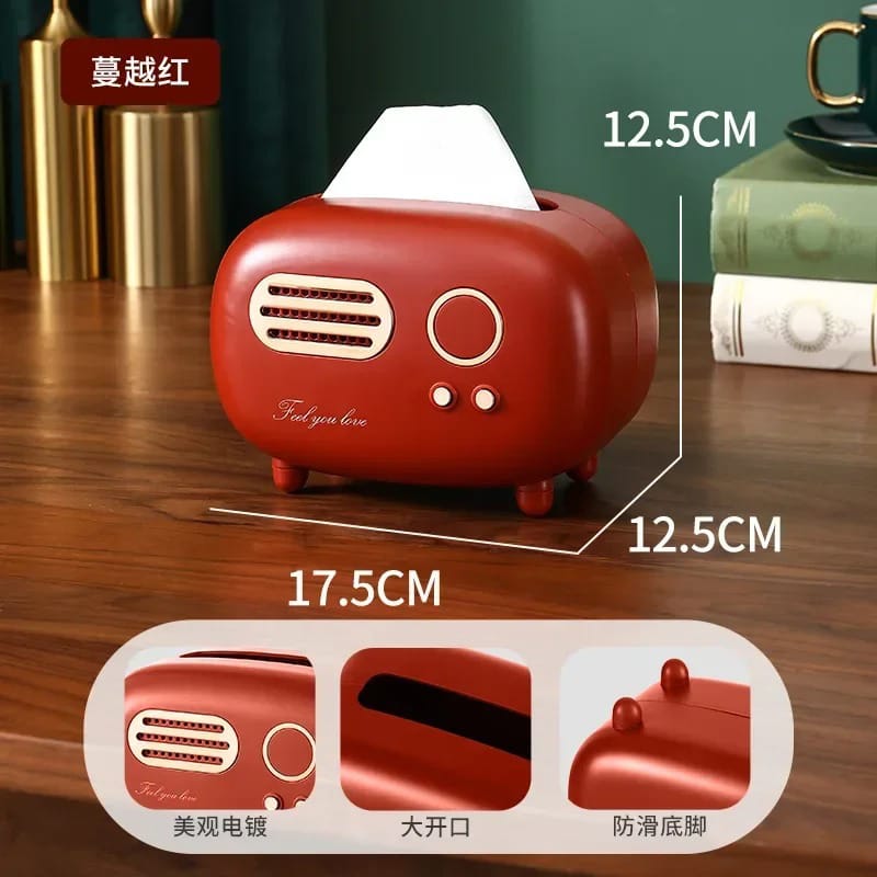Retro Radio Style Tissue Box Holder – Creative Decorative Napkin Dispenser for Home & Office