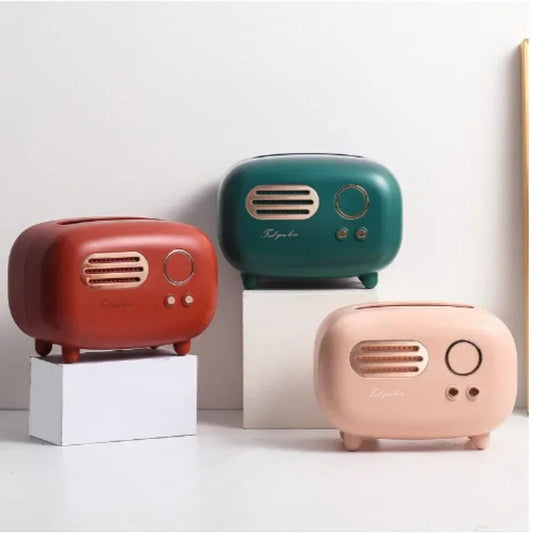 Retro Radio Style Tissue Box Holder – Creative Decorative Napkin Dispenser for Home & Office